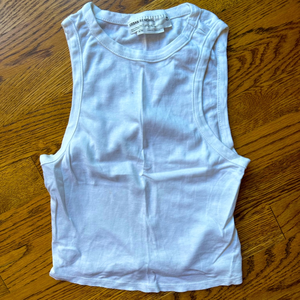 Cropped white tank top